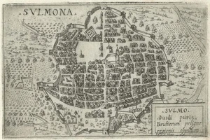 Antique Map "Sulmona" (Italy) Francesco Valegio-D. Rascicotti, c.1598 - Picture 1 of 2