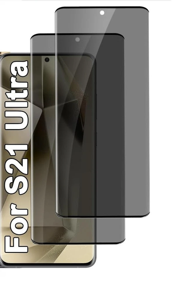Pacote com 2 telas de vidro temperado privacidade, anti-espião para Samsung Galaxy S21 Ultra 5G - Imagem 1 de 1