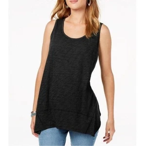 Style & Co schwarzes Top neu mit Etikett ärmellos Taschentuchsaum Shirt Oversize locker XL - Bild 1 von 15