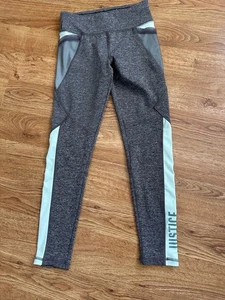 JUSTICE Active Leggings Size 10 Gray Aqua - Picture 1 of 5