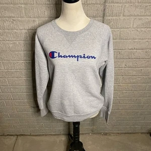 Champion Mujer Gris Cuello Redondo Manga Larga Logo Informal Sudadera Talla M - Imagen 1 de 4