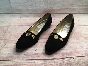 Vintage Joan & David Womens Black Suede Loafers Sz. 8 N - Picture 1 of 8