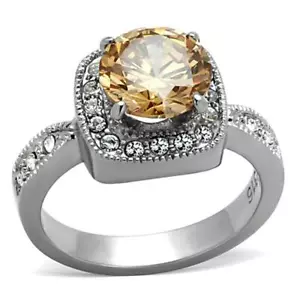 Anillo Champagne CZ Halo Acero Inoxidable TK316 - Imagen 1 de 17