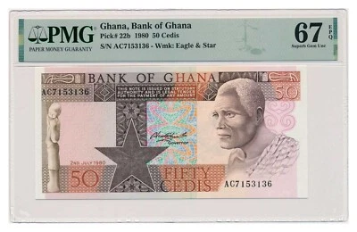 GHANA banknote 50 Cedis 1980 PMG grade MS 67 EPQ Superb Gem Uncirculated - Image 1 of 2