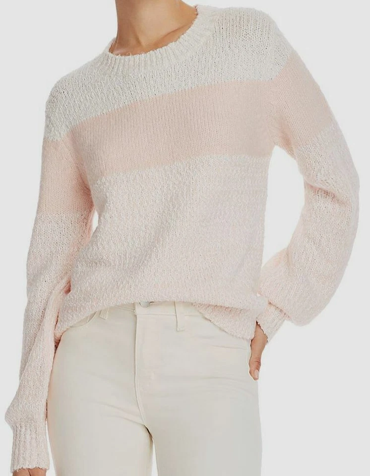 Aqua Womens Pink Colorblock Crew Neck Pullover Sweater Top S 7819