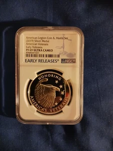 2019 PF 69 AMERICAN VETERANS SILVER MEDAL EARLY RELEASE NGC - Picture 1 of 2