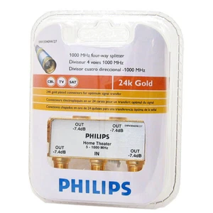 Philips TV Antenna Cable Splitter 4-Way 24K Gold Plated USA Swv3040W/27 NEW! - Picture 1 of 2