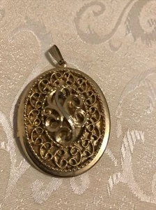 Vintage Medaillon Anhänger goldfarbenes Design - Bild 1 von 3