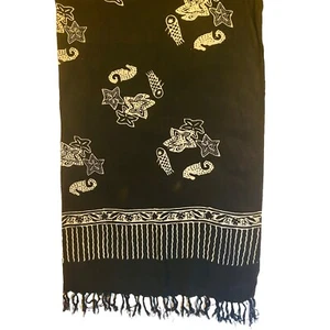 #8695 BLACK OCEAN THEME SARONG BEACH COVER UP 44 X 56 - Picture 1 of 5