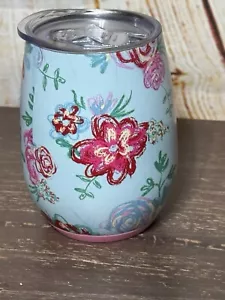 Vaso de vino Matilda Jane con tapa vaso de viaje azul floral 11 oz regalo - Imagen 1 de 4