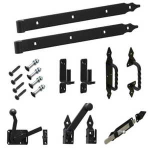 Torband Ladenband Kloben Schrauben Set Scharnier Türband Torgriff Riegel schwarz - Bild 1 von 19