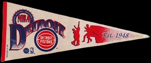 Vintage Sports Pennants Detroit Pistons 1992 Basketball NBA National Basketball - Picture 1 of 11