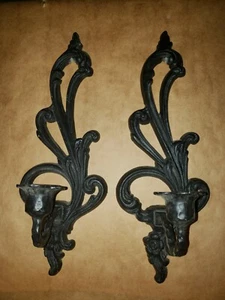 Aplique de pared vintage par de candelabros de hierro forjado #EMIG 1584 gótico T74 - Imagen 1 de 3