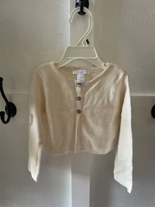 Jacadi Girls Size 2A Cropped Cardigan, ivory - Picture 1 of 5