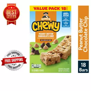 Quaker Chewy Granola Bar, Burro di Arachidi Gusto Chip di Cioccolato, 18 Conti Granola - Foto 1 di 9