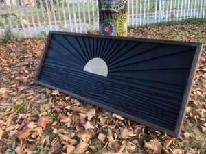 Arte da parete sole in legno per decorazione casa cornice decorativa da parete in legno colore nero - Foto 1 di 8