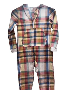 Cat & Jack Colorful Plaid Long Sleeve Footed Pajamas Large 10/12 NWT $18 - Picture 1 of 4