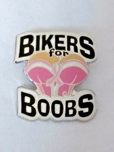 Breast Cancer Pink Ribbon BIKERS FOR BOOBS Bustier Awareness Lapel Pin Tac New - Picture 1 of 2