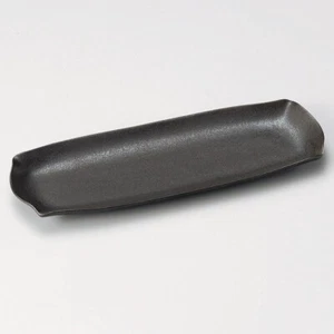 Soyokaze Black Iron 28.5cm Long Rectangular Plate Mino ware Japan - Picture 1 of 2