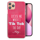 Coque rigide téléphone Tik Tok pour iPhone 13/12/11 Pro/Max/SE rose drôle
