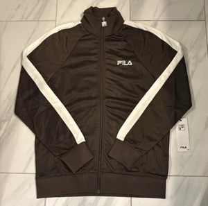 FILA Men’s Track Jacket Dark Brown White $70 Small New - Picture 1 of 4