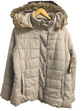 NWT St. John's Bay Womens X-Large Removable Hood Puffer Jacket Pearl Taupe Beige