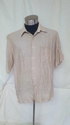 Men's Short sleeve Shirt, Pierre Cardin, Beige, XXL, 44" Chest, 30" L, Used 1374 - Image 1 of 4
