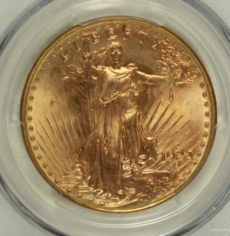 1923-D $20 Saint Gaudens, PCGS MS66 Cover