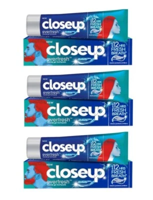 3 x Closeup Everfresh Fluoride Gel Toothpaste 90g • Peppermint • Fresh Breath