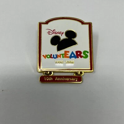 Disney 10th Anniversary VoluntEARS 1992-2002 Mickey Mouse Cast Member Dangle Pin - Image 1 of 3