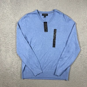 Maglione uomo scollo a V Banana Republic M Premium Luxe filato blu seta cashmere nuovo con etichette - Foto 1 di 8