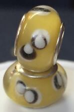 YELLOW .925 STERLING SILVER AUTHENTIC RETRO GLASS EUROPEAN FLOWER CHARM BEAD #82