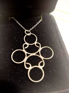 Pendant Necklace Sterling Silver 20" Chain .925 Open Artisan Circles & Swirls - Picture 1 of 7