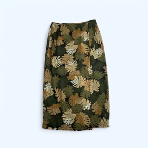 JOSEPHINE CHAUS Forest Green Long Tube Midi Wrap Skirt Size UK 14 US 10 Tropical - Picture 1 of 9