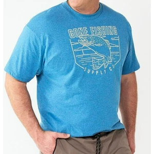 Gone FIshing Mens T-SHIRT Size XLT XL Tall Sonoma Blue Crew Neck NWT - Picture 1 of 8