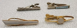 4 x Tie Clip. Vintage spring Tie clips and tie slider. Gold Tone. - Picture 1 of 15