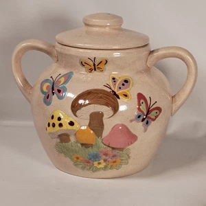 Vintage Keramik Keksdose Pilze Schmetterlinge skurril Küchendeko - Bild 1 von 17