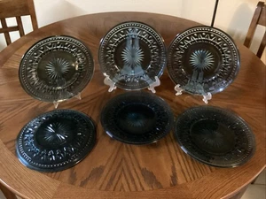 Vintage Indiana Glass Co. Park Lane/Colony Blue Salad Luncheon Plates Set Of 6 - Picture 1 of 20
