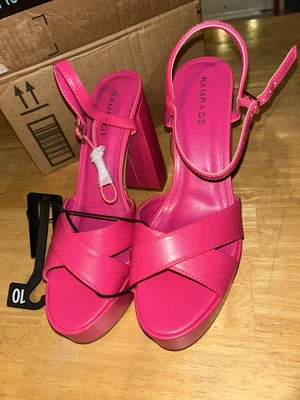 Hot Rosa Plataforma Tacones Mujer’s 10 Correa Tobillo Tacones Altos Foto 1 de 4