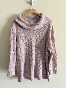 CJ Banks Cowl Neck Pullover Sweater Size 3X Pink Crochet Knit - Picture 1 of 4