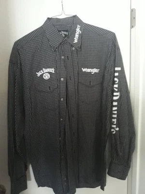 De colección Jack Daniels Negro con Rayas Antiguo #7 Manga Larga Abotonada Grande Foto 1 de 3