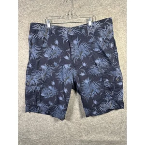 Free Planet Mens Size 44 Floral Cargo Shorts Blue Casual Cotton - Picture 1 of 8