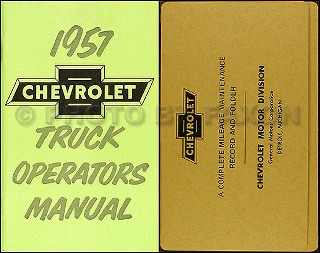 1957 Chevy Camion Owner Manuale Con Busta 57 Chevrolet Pickup Suburban Pannello - Immagine 1 di 3