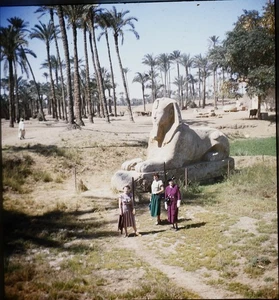 Tourists Alabaster Sphinx Memphis Egypt  - 1950s Stereo Realist 3D Slide #2000 - Picture 1 of 3