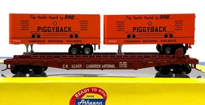 HO ATHEARN 92377 50' FLAT WITH TWO 25' TRAILERS CANADIAN NATIONAL CN 663471 - Picture 1 of 2