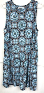 Ann Taylor LOFT Damen Tank Etuikleid Größe Large blau Blumenmuster geometrisch - Bild 1 von 3
