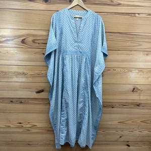 Society Social x Crown & Ivy Spritzy Caftano Caftano L/XL Blu Kimono MuuMu B107 - Foto 1 di 13