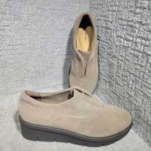 Clarks Airabella Women's Size US 8.5 Sky Pebble Suede Wedge Loafers Shoes. - Picture 1 of 11