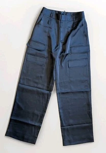 Neu mit Etikett - Noli | Größe 6 | schwarze Cargohose Satin Satin weites Bein niedriger Bund UVP 198 $ - Bild 1 von 14