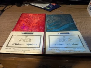 2 Packungen Weihnachtsstern Damast Stoffservietten - Bild 1 von 5